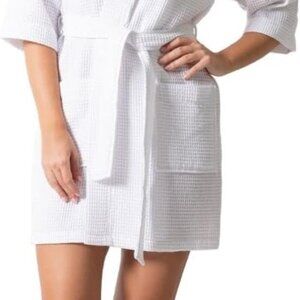 Lightweight Waffle Knit Bath, Spa & Bridesmaids Kimono Short Robes for Women - Q